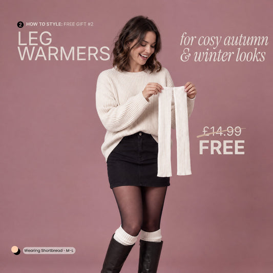 Sheerly fleece tights styled with free knitted leg warmers